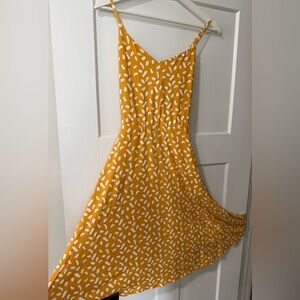 nine britton Mustard Yellow and White Printed Dress